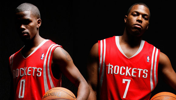 Houston Rockets Aaron Brooks and Kyle Lowry