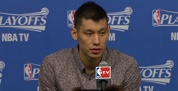 Jeremy Lin at the podium