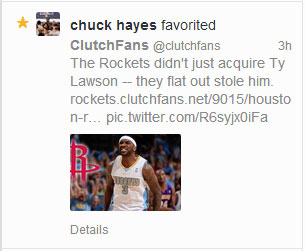 Chuck Hayes Favorites ClutchFans Tweet